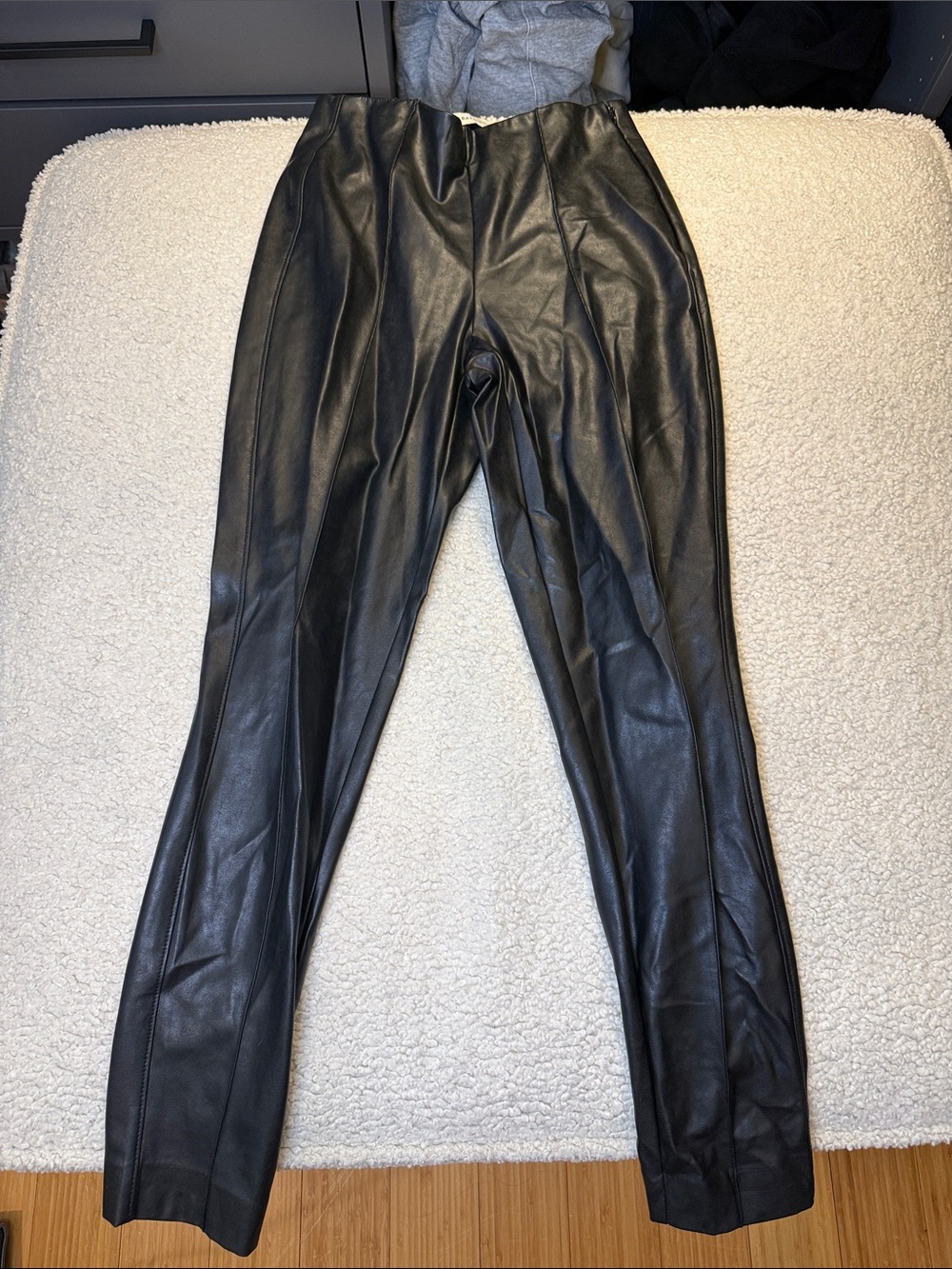 Babaton Black Faux Leather Skinny Pants